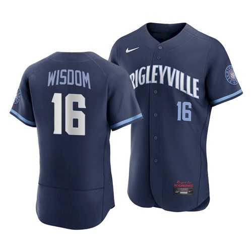 Mens Chicago Cubs #16 Patrick Wisdom 2021 Navy City Connect Stitched MLB Jersey Dzhi->chicago cubs->MLB Jersey